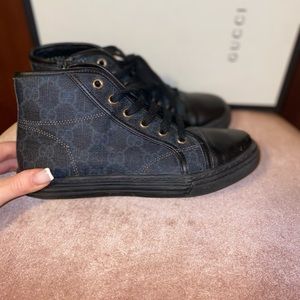Authentic children’s Gucci monogram high top sneakers